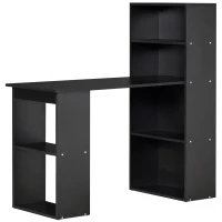 HOMCOM 120cm Computer Desk, Wooden PC Laptop Table with 6-Tier Storage Bookshelves, Home Office Working Study Desk, Writing Workstation, Black(m-10)