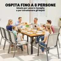 Outsunny Tavolo da Giardino Rettangolare per 6-8 Persone, Dimensioni 180 x 86 cm(m-4)