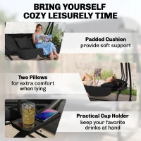 Outsunny Three-Person garden Swing Chair, with Adjustable Canopy - Black(m-7)