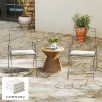 Outsunny Set of 6 Outdoor Seat Cushions with Machine Washable Cover, Water Repellent Seat Cushions Cream White(m-10)