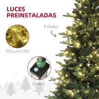 HOMCOM Árbol de Navidad Artificial 180 cm con 350 Luces LED 726 Ramas y Soporte de Acero Árbol Navideño para Interior Verde(m-5)