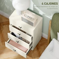 HOMCOM Cómoda para Dormitorio Moderna de 4 Cajones Cajonera Estrecha para Salón Pasillo 47x29x75 cm Blanco(m-4)