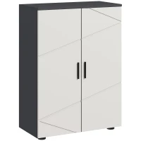 kleankin Mobiletto Bagno 2 Ante in Legno con 3 Ripiani e Chiusura Ammortizzata, 60x30x82cm, Grigio(m-1)