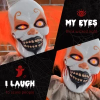 HOMCOM 6' Orange Clown Halloween Animatronic, with Glowing Eyes(m-5)