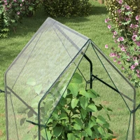 Outsunny Mini Greenhouse, Garden Tomato Growhouse with 2 Zipped Doors, Portable Indoor Outdoor Green House, 90 x 90 x 145cm, Clear(m-8)