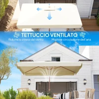 Outsunny Ombrellone Rettangolare da Giardino 2x3 m con Bordo a Balze e Manovella, in Metallo e Poliestere, Beige(m-6)