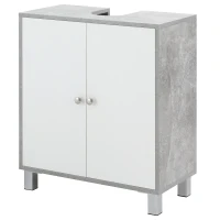kleankin Under Sink Cabinet, Bathroom Vanity Unit, Storage Cupboard with Adjustable Shelves, White and Grey(m-10)