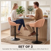 HOMCOM Bar Stools Adjustable Heights Breakfast Bar Stools Backrest Armrests Set of 2, Brown(m-4)