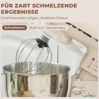 HOMCOM Keukenmachine 4,5 L met RVS-kom, 1300W, 6 snelheden + puls, beige(m-7)