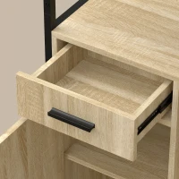 HOMCOM Aparador Alto para Cozinha Armário de Cozinha 3 Portas com Fecho Suave Gaveta Bancada Nichos Abertos Madeira Natural(m-6)