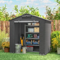 Outsunny 6 x 4 ft Outdoor Garden Storage Shed, Waterproof Bike Tent with Vent and Roll-Up Zipper Door(m-10)