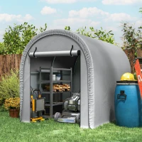 Outsunny Abri de Jardin Tente de Stockage Acier Galvanisé & 160g/m² PE Anti-UV pour Moto et Tondeuse 159x240x185cm Gris Clair(m-10)