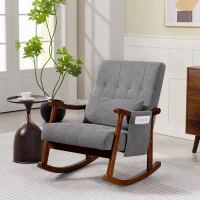 HOMCOM Wood Frame Rocking Accent Chair - Grey(m-10)