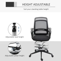 Vinsetto Ergonomic Mesh Back Drafting Chair, Tall Office Chair, Draughtsman Chair with Adjustable Height and Footrest 360° Swivel, Set of 5(m-5)