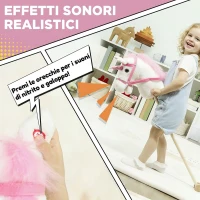 AIYAPLAY Cavallo con Bastone Unicorno per Bambini 24+ Mesi con Suoni Realistici e Ruote, 95x25x27 cm, Bianco(m-4)