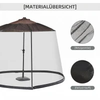 Outsunny, Plasă anti țânțari pentru umbrelă, Pentru Aer Liber, Material tip plasă, Oxford, 300cm x 300cm x 230cm, Negru(m-5)