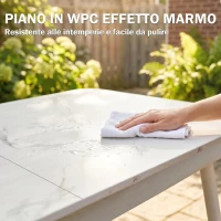 Outsunny Tavolo da Giardino per 6 Persone, Rettangolare 140x80 cm con Piano in WPC(m-5)