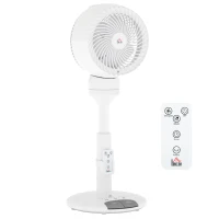 HOMCOM Standing Fan for Bedroom, 28" Pedestal Fan with Remote, 70° Oscillating, 90° Vertical Tilt, 3 Speeds, Adjustable Height, 7H Timer, Foot Button, White(m-1)