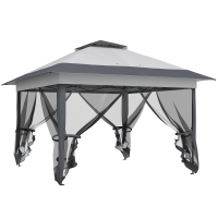 Outsunny Tonnelle Jardin Pop-Up Gris Moustiquaires Roulettes