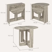 HOMCOM Space-saving Drop Leaf Table, Folding Dining Table for Small Space, Kitchen, Dining Room, Grey(m-3)