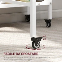 HOMCOM Tavolo da Pranzo Pieghevole per 6 Persone max con Ripiano, in Legno e Metallo, 130x80x74 cm, Bianco e color Legno(m-6)