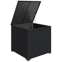 Outsunny Baúl de Almacenaje Exterior de Ratán de 253L con Varilla Hidráulica Forro con Cremallera y Marco de Acero Negro(m-1)