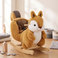 AIYAPLAY Dondolo per Bambini 1-3 Anni a Scoiattolo in Peluche, Suoni, Cintura di Sicurezza, Marrone(m-7)