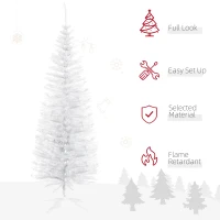 HOMCOM 5ft Artificial Christmas Tree, Pencil Slim Xmas Tree with Study Stand and Realistic Branches, White(m-15)