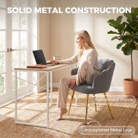 HOMCOM Lounge Chair Petal-Back Armchair Metal Metal Legs for Living Room Bedroom, Grey(m-6)