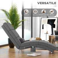 HOMCOM Poltrona Massaggiante con 8 Punti Vibranti e Riscaldamento, 5 Modalità, Timer e Telecomando, Grigio(m-6)