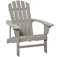 Outsunny Silla de Jardín Adirondack Asiento Extra Ancho Carga 150 kg para Patio Terraza Balcón 78x89x88 cm Gris Claro(m-1)
