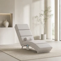 HOMCOM Relaxsessel Elektrisch Massagesessel mit Liegefunktion Wärmefunktion Vibration Lendenkissen 56 x 168 x 84 cm Cremeweiß(m-7)