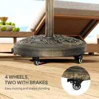 Outsunny Parasol Base, Umbrella Base with Wheels Cast Iron Effect, for Umbrella, Canopy, Weather Resistant, Bronze Tone(m-6)