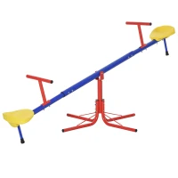 Outsunny Altalena per Bambini Doppia a Bilico Girevole a 360° in Metallo e PP, Età 3-8 Anni, 182x77x63cm Multicolore(m-1)