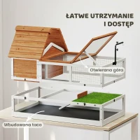 PawHut Terrarium dla żółwia drewniany domek wybieg dwupoziomowy z uchwytem na lampę i tacą 116x70,5x69,5 cm pomarańczowy(m-7)