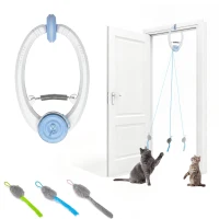 PawHut Interactive Cat Toys for Indoor Kittens & Adult USB Rechargeable Door Hanging Bouncing Mouse Teaser(m-15)