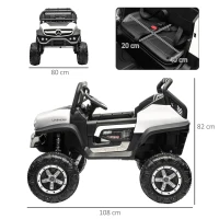 HOMCOM Voiture électrique 4x4 pour enfants de 3 à 8 ans Mercedes-Benz Unimog avec télécommande roues suspendues klaxons blanc(m-3)