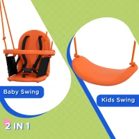Outsunny Two-In-One Toddler Garden Swing, with Comfortable Seat, Safety Belt - Orange and Blue(m-5)