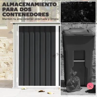 Outsunny Cobertizo para Contenedor de Basura Doble con Tapa Abatible y Puertas Doble 179,5x108x129,5 cm Gris Oscuro(m-5)