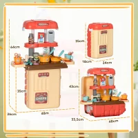 AIYAPLAY Gioco per Bambini 3 in 1 da 36 Pezzi con Tavolo per Posate, Tavolo da Pranzo e Trolley, in PP e ABS, 48x26x64 cm(m-3)
