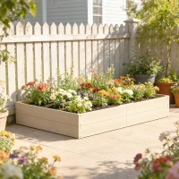 Outsunny Wooden Raised Bed for Garden, 620L Extra Large Raised Garden Bed with Open Bottom, Outdoor Elevated Planter Box(m-2)