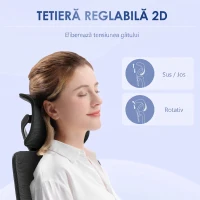 Vinsetto Scaun de Birou Reglabil pe Înălțime cu Funcție de Înclinare și Suport Lombar, 62x58x120-133 cm, Negru(m-6)