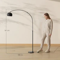 HOMCOM Arc Floor Lamp for Living Room, Modern Adjustable Standing Lamp with Faux Black Marble Base Black(m-3)