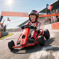 HOMCOM 24V elektrische go-kart voor kinderen, tot 13 km/u, met driftfunctie, 2 motoren, rood, 8-12 jaar(m-10)