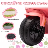 AIYAPLAY 6V Ride on Motorbike, Kids Electric Motorbike w/ Headlights, Music, Training Wheels, for Ages 18-36 Months, Pink(m-8)