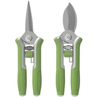 Outsunny Gartenwerkzeug Set 2 Stück Garten Werkzeug aus Edelstahl Gartengeräte mit Gartenschere Astschere Grün+Silber(m-12)