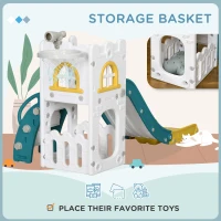 AIYAPLAY 5 in 1 Toddler Slide with Basketball Hoop, Climber, Telescope, Storage Basket, for Ages 1-3 Years, Yellow(m-7)