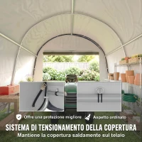 Outsunny Tendone da Giardino per Moto, Bici e Attrezzi con 2 Ingressi a Zip, in Acciaio e PE, 300x300x235 cm, Grigio(m-7)
