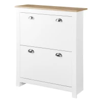 HOMCOM Dulap pentru pantofi Slim cu 2 sertare rabatabile și raft reglabil pentru 12 perechi de pantofi, 79x23x90,5 cm, alb(m-12)