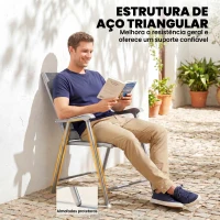 Outsunny Conjunto de 4 Cadeiras de Campismo Dobráveis Cadeiras de Jardim com Tecido Textilene Respirável 58x62x97 cm Cinza Claro(m-7)